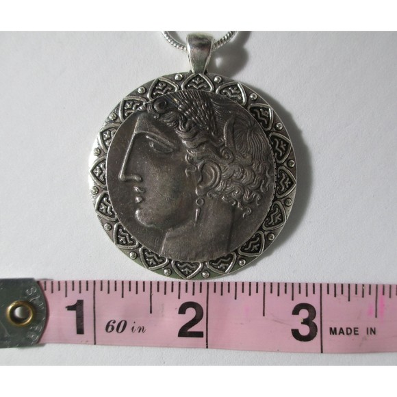 Very High Relief Tanit Goddess of Carthage Coin/Pendant with 24" silver necklace - Picture 6 of 9